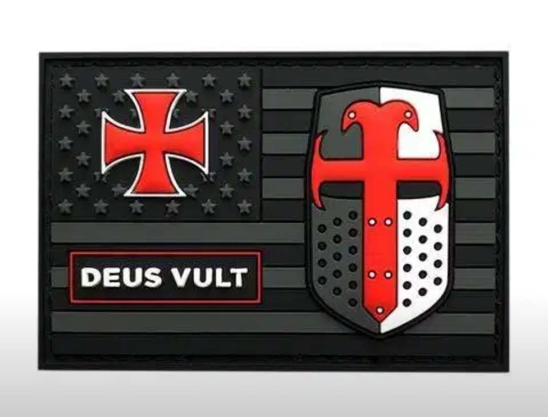 Custom PVC patch with flag and shield design
